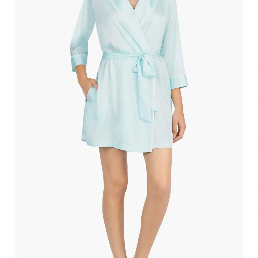 Kate Spade Aqua Robe with Gold Script “Happily Ever After”